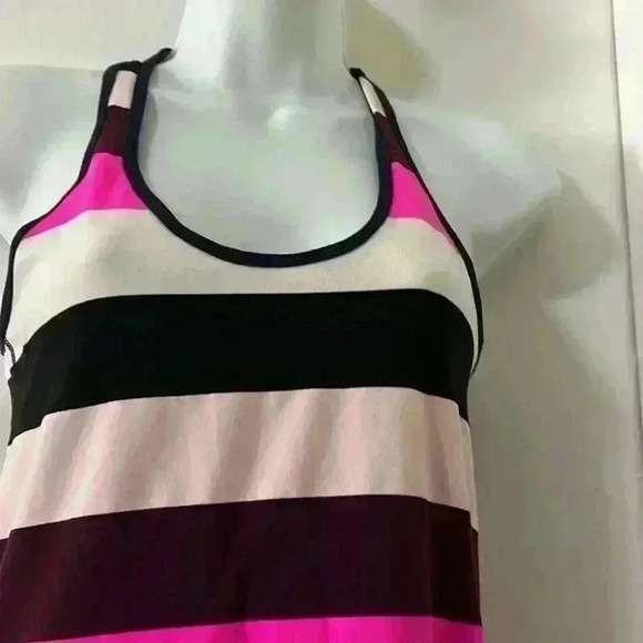 Lululemon Cool Racerback Stripe Pink Purple Bleached Coral Tank Top - Picture 6 of 7